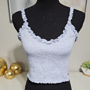 3 for $20 ✨ Hollister Blue Smocked Ruffle Crop Cami Tank Top XL